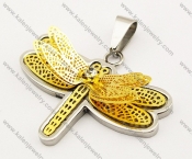 Stainless Steel Gold Dragonfly Pendants - KJP140059