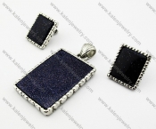 Steel Black Stone Jewelry Sets - KJS080002