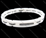 Tungsten and White Ceramic Inlay Zircon Bracelet - KJB270057