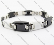 Black & White Ceramic Bracelets with clear square Stone - KJB270059