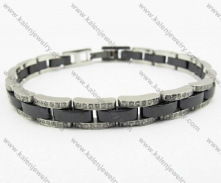 Black Ceramic and Tungsten CNC 180 Zircon Stones Bracelet - KJB270068