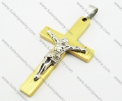 Stainless Steel Gold Jesus Cross Pendant - KJP140110