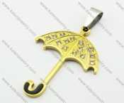 Stainless Steel Overlay Stones Gold Plating Umbrella Pendant - KJP140113