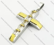 Stainless Steel Inlay Zircon Stones Gold Cross Pendant - KJP140108