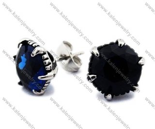 Stainless Steel Black Zircon Stone Earrings - KJE170001