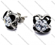 Stainless Steel Zircon Stone Earrings - KJE170010