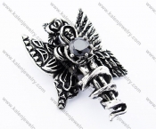 Stainless Steel Butterfly Fairy Pendant With Black Zircon - KJP300010