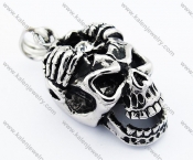 Stainless Steel Inlay Black Zircon Crazy Skull Pendant - KJP300027