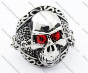 Stainless Steel Nose Chain & Ruby Eyes Skull Ring - KJR300002