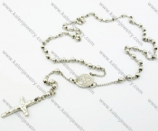 600 × 6 mm Stainless Steel Rosary Necklaces with Cross - KJN100001