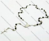 600 × 6 mm Stainless Steel Casting Rosary Necklaces with Cross - KJN100002