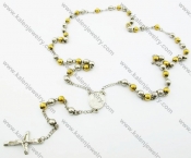 600 ×6 mmStainless Steel Rosary Necklaces with Cross - KJN100004