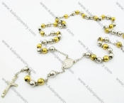 650 ×8 mm Gold Stainless Steel Rosary Necklaces with Cross - KJN100006
