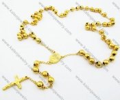 750 × 8 mm Gold Plating Stainless Steel Rosary Necklaces with Cross - KJN100008