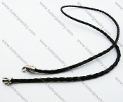Leather Necklaces with Steel Accessories - KJN050025