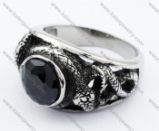 Stainless Steel Epoxy & Black Zircon Snake Ring - KJR010110