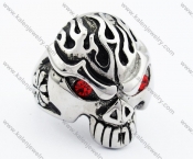 Stainless Steel Red Stone Eyes Alien Skull Ring - KJR090281