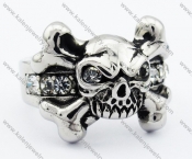 Stainless Steel Inlay Zircon Stones Skull Ring - KJR090283