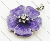 Stainless Steel Inlay Stone Blue Purple Flower Pendant - KJP090326