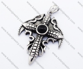 Stainless Steel Inlay Black Bead Dragon's Claws Pendant - KJP090360