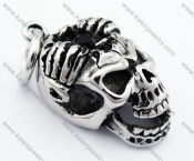 Stainless Steel Black Stone Crazy Skull Pendant - KJP090372