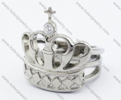 Stainless Steel Inlay Zircon Stone Crown Ring - KJR330011