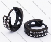 Black Plating Stainless Steel Stone Earrings - KJE050848