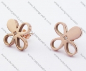 Stainless Steel Rose Gold Flower Ear Stud / Ear Nail - KJE050850