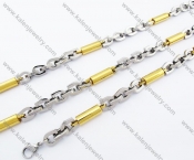 Steel Gold Plating Necklace & Bracelet Jewelry Sets - KJS100034