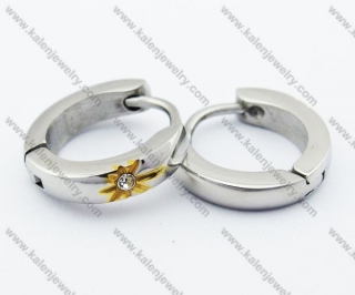 Stainless Steel Carving Gold Flower Inlay Stone Earrings - KJE050853