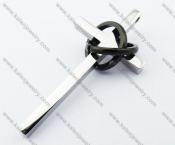 Stainless Steel Cross Pendant With Two Black Rings - KJP051126