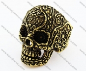 Gold Plating Skull Biker Ring - KJR010179