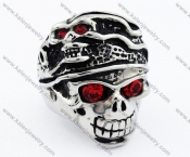 Punk Double Face Red Eyes Skull Biker Ring - KJR090275