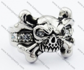 Inlay Stones Skull Biker Jewelry Punk Ring - KJR090283