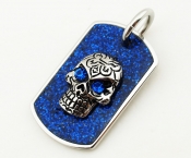 Blue Biker Skull Dog Tag Pendant - KJP090336