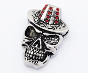 Inlay Red Stone Hat Skull Biker Jewelry Punk Pendant - KJP090363
