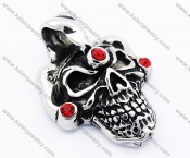 Inlay Red Stones Skull Biker Pendant - KJP300008