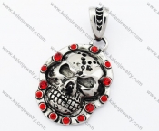 Inlay Red Stones Skull Biker Jewelry Pendant - KJP090426