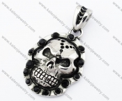 Inlay Black Stones Skull Biker Jewelry Pendant - KJP090423