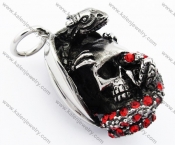 Dragon & Skull with Red Stones Biker Pendant - KJP090416