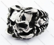 Stainless Steel Double Scorpion Skull Ring - KJR370006