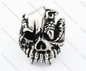 Stainless Steel Alien Monster Skull Ring - KJR370008