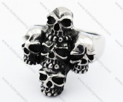Stainless Steel Skull Cross Ring - KJR370009