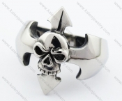 Mens Stainless Steel Cross Skull Ring - KJR370038