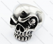 Stainless Steel Inlay a Small Skull Eye Skull Ring - KJR370033