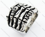 Stainless Steel Skeleton Hand Skull Ring - KJR370035