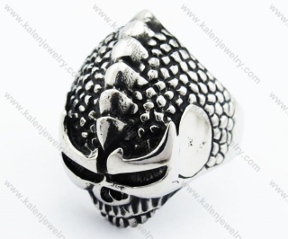 Stainless Steel Alien Monster Skull Ring - KJR370048