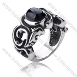 Stainless Steel Inlay Black Stone Ring - KJR350036