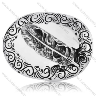 Stainless Steel Feather Belt Buckle - KJZ350013