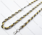 3 Colors Stainless Steel Necklace & Bracelet Jewelry Set - KJS380014